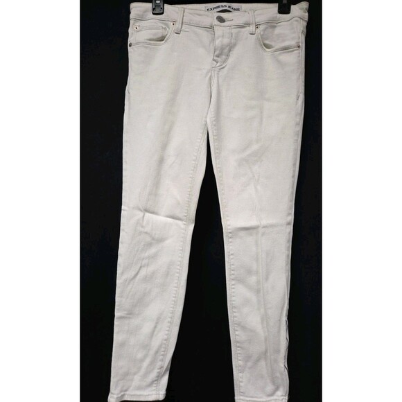Express Denim - Express Womens Jeans Size 6 Stella Low Rise Skinny Ankle Legging White Zip Leg